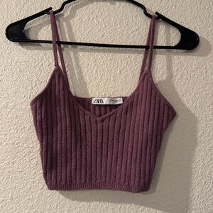Zara Women's Mauve Ribbed Camisole